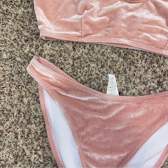 two piece swimsuit pink velvet - Picture 2 of 6